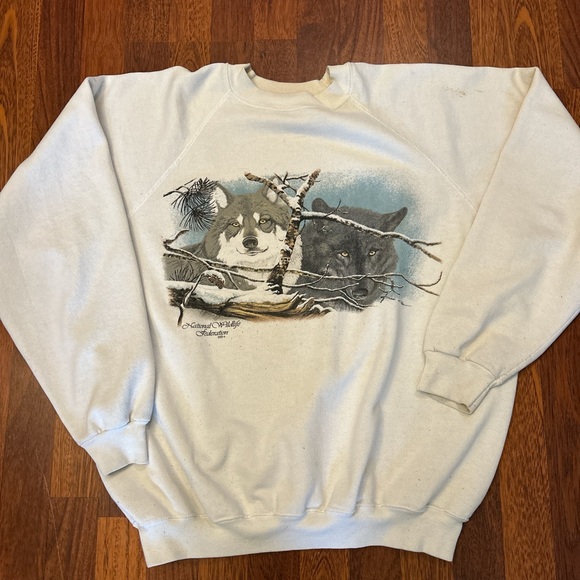 Hanes Other - Vintage National Wildlife Federation Wolf Graphic Crewneck Sweatshirt Size XXL